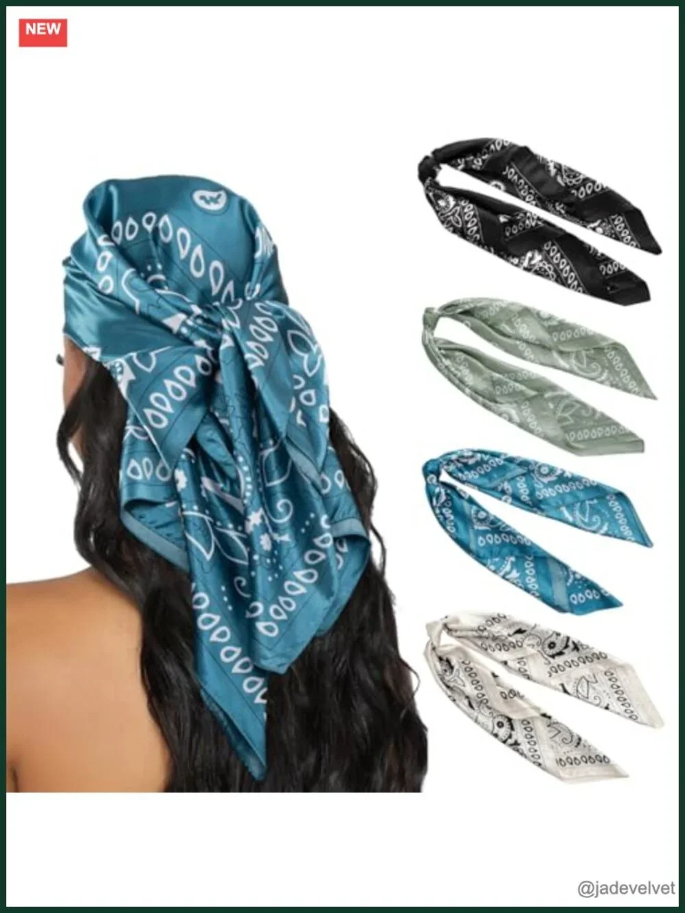 4 Silk Like Satin Square Scarves for Women Hair Wraps Bandana Multipack